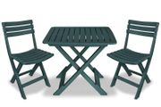 3 Piece Folding Bistro Set Plastic Green