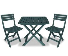 3 Piece Folding Bistro Set Plastic Green