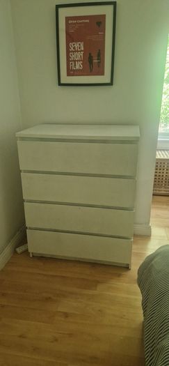 Malm - painted chest of drawers and 2 bedside lockers