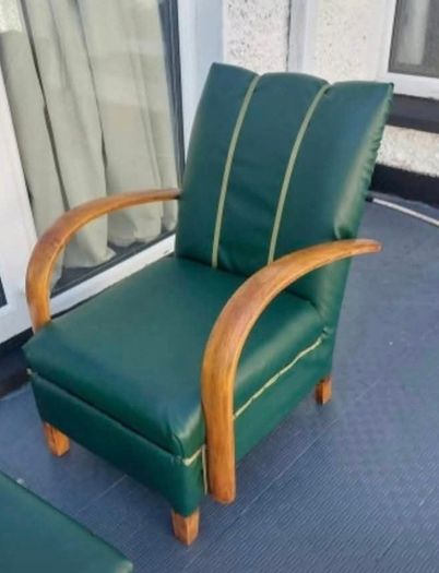 Art Deco restored Vintage 1930s Bentwood fireside chair in faux leatherette
