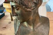 Vintage Ceramic Bronzed/ Verdigris Head Of Apollo