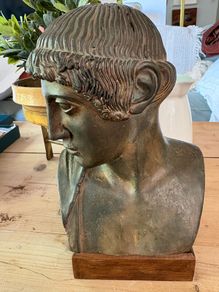 Vintage Ceramic Bronzed/ Verdigris Head Of Apollo