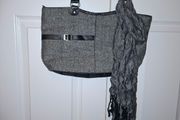 Herringbone bag+matching scarf, vgc