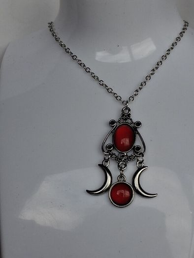 Gothic Triple Moon Goddess Pendant Necklace