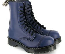 Blue boots vegetarian vegan steel toe size 10 Airseal Docs Doc Marten10-hole
