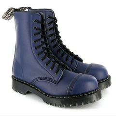 Blue boots vegetarian vegan steel toe size 10 Airseal Docs Doc Marten10-hole
