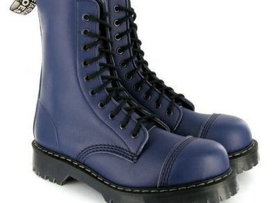 Blue boots vegetarian vegan steel toe size 10 Airseal Docs Doc Marten10-hole