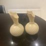 Pair of Beleek Irish wear vases  with a pale pink trim Image 2
