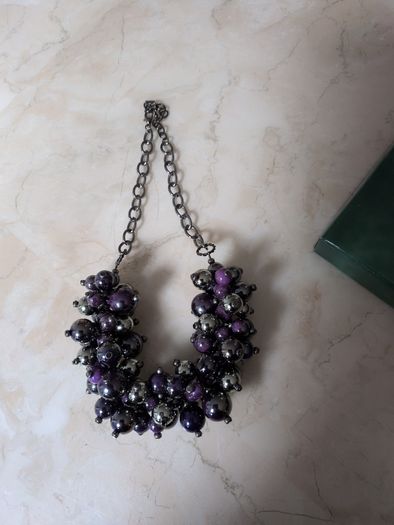 Purple Poppy Pearl Style & Stone Necklace & Bracelet Set. Costume  Jewellery.New.