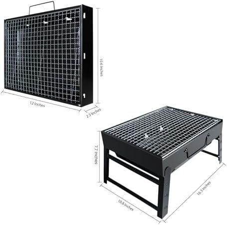 BBQ Barbecue Grill, Portable Foldable Charcoal Grill for Outdoor, Stainless Steel BBQ Tabletop Smoker for Picnic, Garden, Terrace, Camping, Travel, Hiking