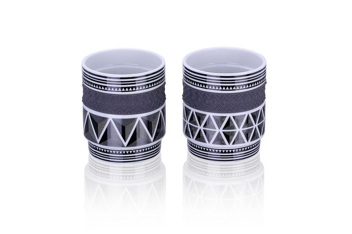 Set of 2 Porcelain Etno Stackable Mugs