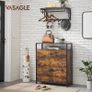 Shoe Cabinet with 4 Doors, Storage Cabinet, Open Compartments, Adjustable Dividers, for Entrance, 12-20 Pairs, 98.3 x 30 x 95 cm, Rustic Brown and Black Image 2