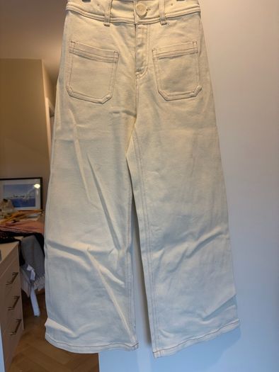 Leigh Tucker Willow Girls Cream/Lemon Wide Leg Jeans (7-8 Years)