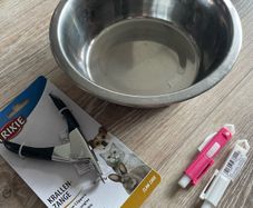 Dog cat pet accessories stainless steel feeder bowl, claw clippers,  flea and tick remover tool tweezers bundle
