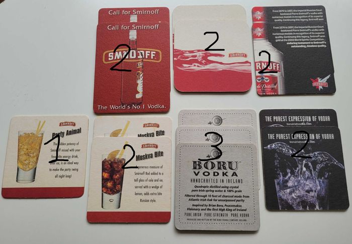 Vintage Irish Pub Vodka Beer Mats/Coasters from the 1990s & 2000s