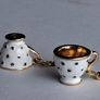 White & Gold Spotty Mini Teacup Drop Earrings Image 10