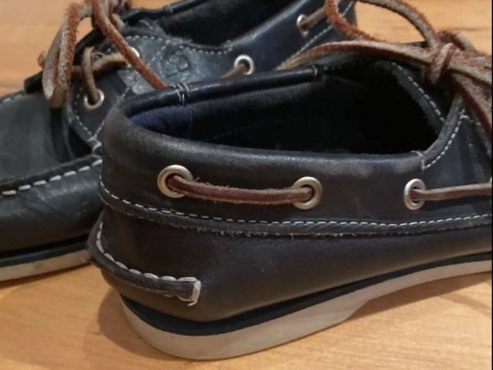 Timberland Kids leather UK 3 navy boat shoes