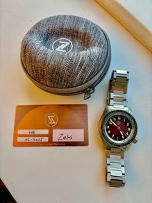 Zelos Thresher 41mm Worldtimer GMT Titanium (Burgundy) - Full Kit