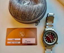 Zelos Thresher 41mm Worldtimer GMT Titanium (Burgundy) - Full Kit