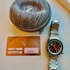 Zelos Thresher 41mm Worldtimer GMT Titanium (Burgundy) - Full Kit