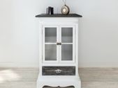 Cabinet 2 Doors 1 Drawer White Wood
