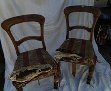 pair of Victorian dining chairs needing restoration