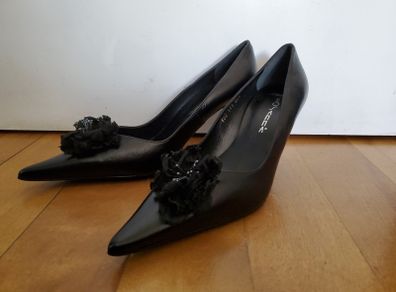 Rosanna ladies leather black dress up high heel shoes size 5 UK 38 EU NEW