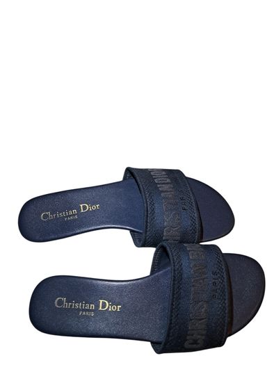 Dior Monochromatic Navy 'DWAY' Slides/Sandals