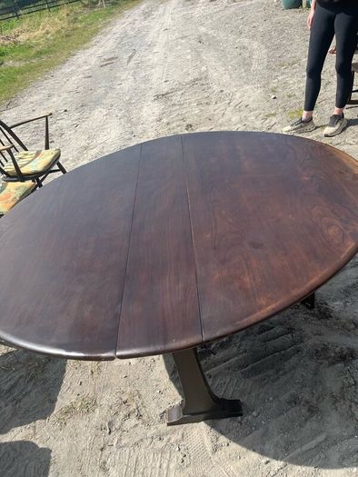 Vintage dark Ercol drop leaf dining table