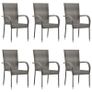 7 Piece Garden Dining Set Poly Rattan Grey Image 2