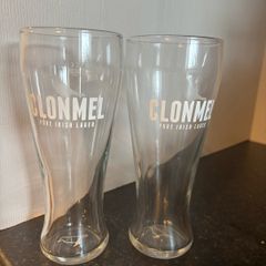 2 Clonmel Pure Irish Lager branded pint glasses