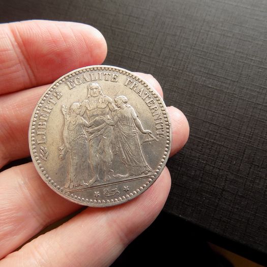 France 1875 A. Silver 5 francs."Hercules"Type.90%silver.