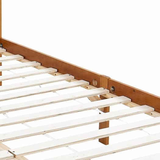 Canopy Bed Frame Honey Brown Solid Pine Wood 90x200 cm