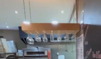 Large Wooden Ceiling-Mounted Hanging Wine Glass Rack with Chains