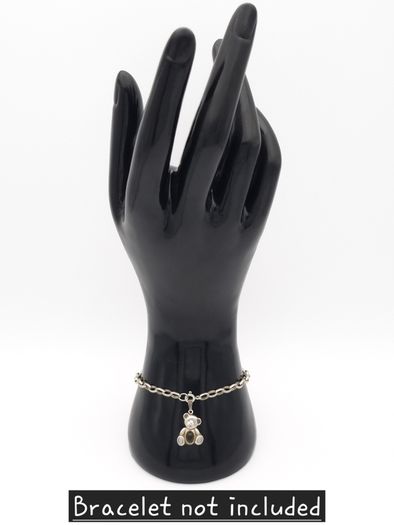 Vintage Signed 925 Sterling Silver Hematite Teddy Bear Charm