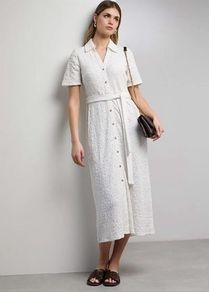 NEW Textured Midi White Dress: Medium - Suit 12-14