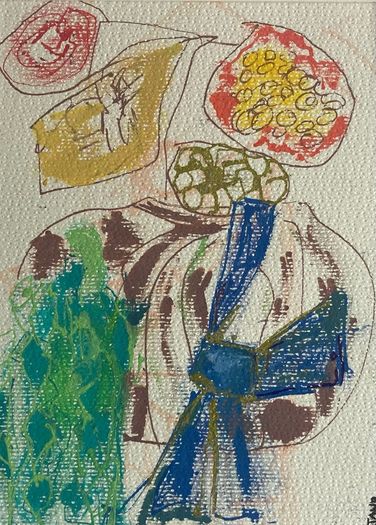 Original art Floral Art Retro Drawing contemporary Irish Art abstract painting