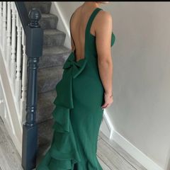 Green bow debs dress