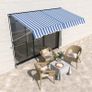 300 x 150cm Patio Adjustable Awning Floor- to-ceiling Retractable Shade,UV Protective - Blue and White Image 3