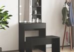 Dressing Table Set with LED Black Engineered Wood