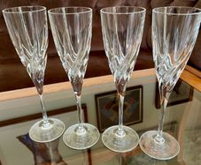 Vintage Italian Lead Free Crystal Champagne Flutes RCR x 5