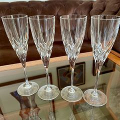 Vintage Italian Lead Free Crystal Champagne Flutes RCR x 5