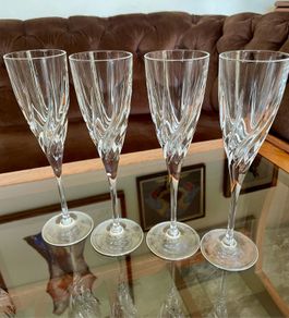 Vintage Italian Lead Free Crystal Champagne Flutes RCR x 5