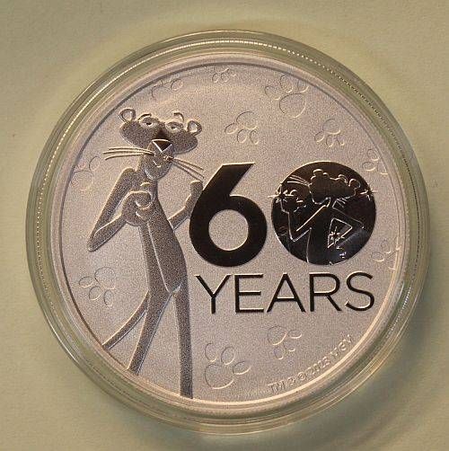 2024 Tuvalu 1 Dollar 1 oz Silver Bullion Coin - Pink Panther 60th Anniversary BU (In Capsule)