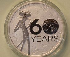 2024 Tuvalu 1 Dollar 1 oz Silver Bullion Coin - Pink Panther 60th Anniversary BU. (In Capsule)