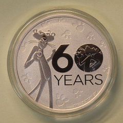 2024 Tuvalu 1 Dollar 1 oz Silver Bullion Coin - Pink Panther 60th Anniversary BU. (In Capsule)