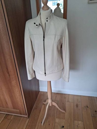 M&S Stone Soft Leather Jacket Size 12