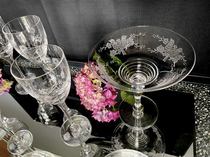 Vintage Etched Crystal  Beautiful Bundle in Mint Condition