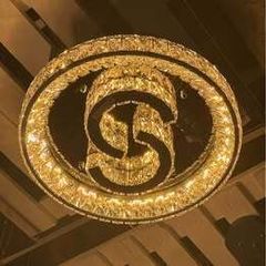 Round crystal L.E.D. Mirrored Chandelier 3 colour change 500mm round