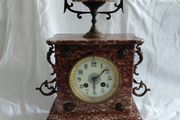 Ornate Antique rose Marble Mantel Clock circa 1900s Working Beautiful